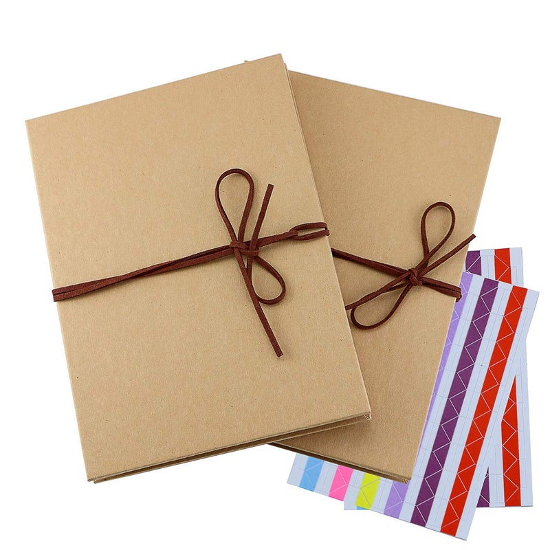 Twdrer 2 Pack Hardcover Photo Albums DIY Scrapbook Albums,Stretchable Folding Kraft Paper Photos Collection for Wedding Anniversary Valentines Day Student Graduation Gift(6" x 8") - Image 1